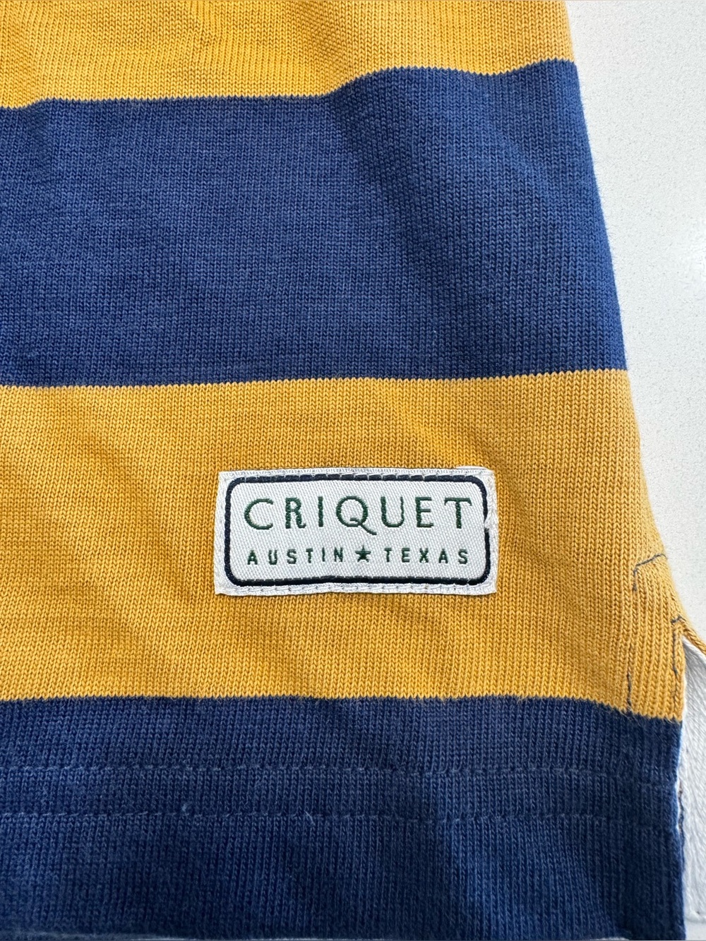 Criquet Shirt Men Yellow Blue Rugby Striped Polo Long Sleeve Size Medium Classic - Picture 3 of 8
